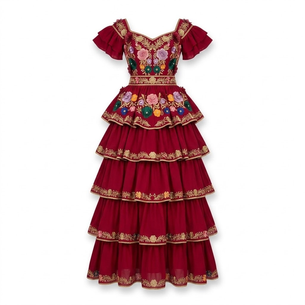 Bordado Embroidered Ranchera Dress