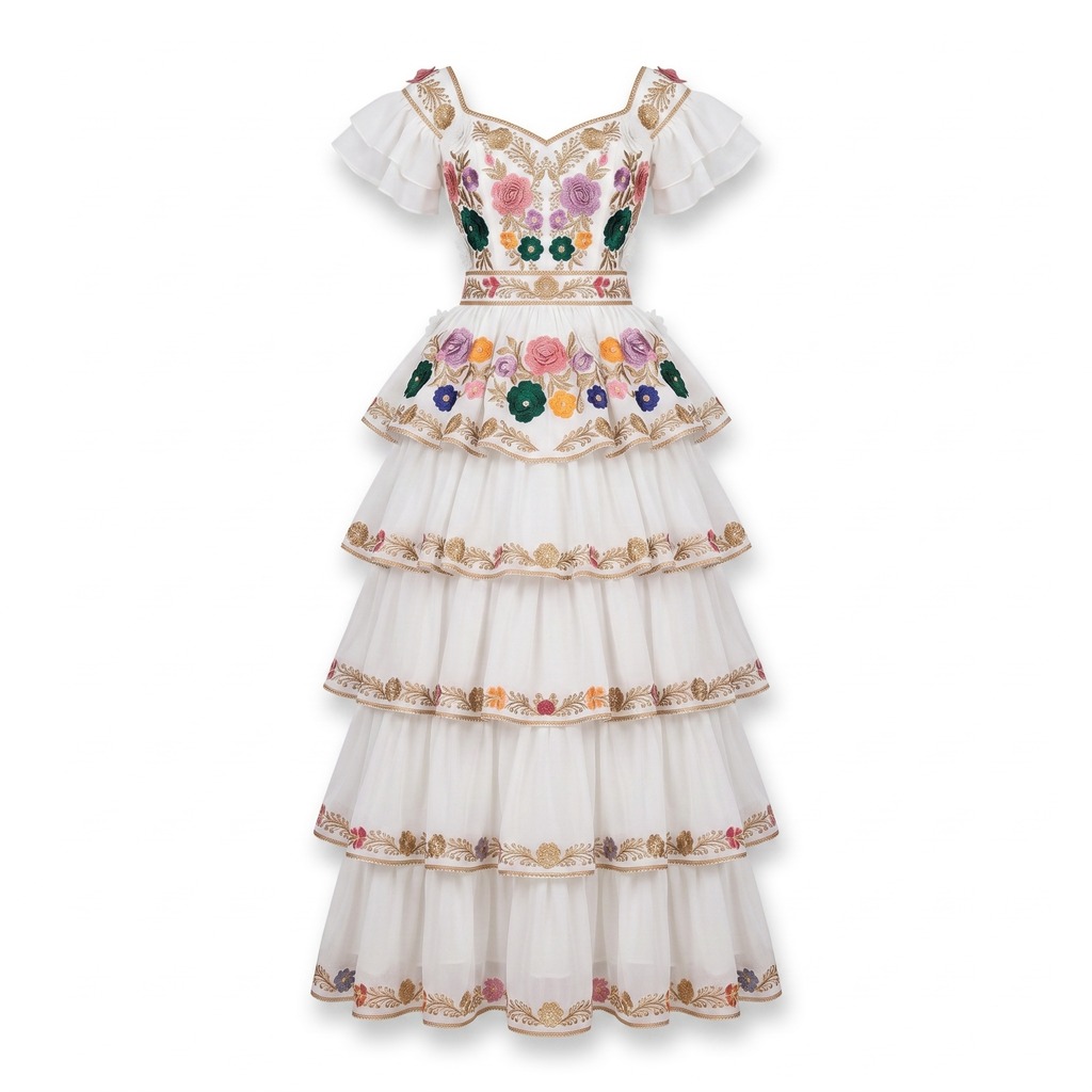 Bordado Embroidered Ranchera Dress