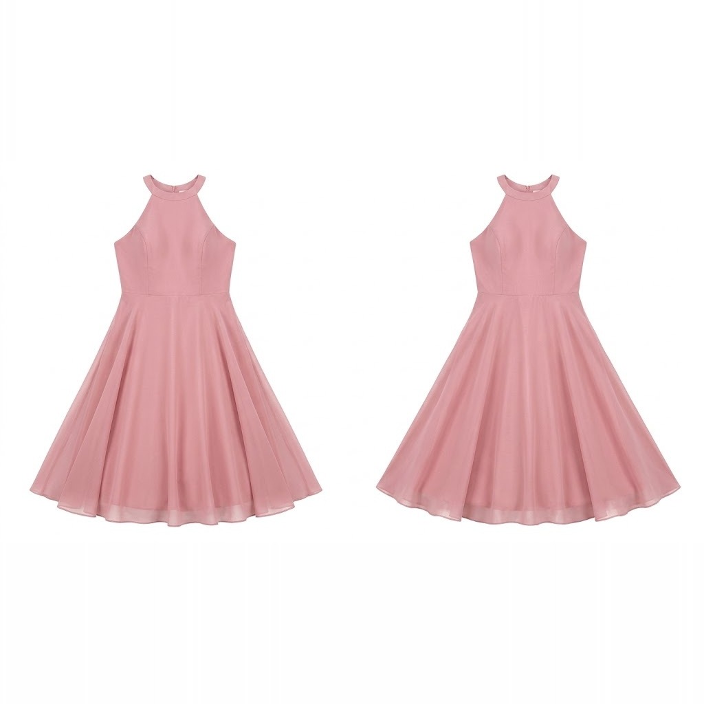 Chiffon Halter Damas Dress