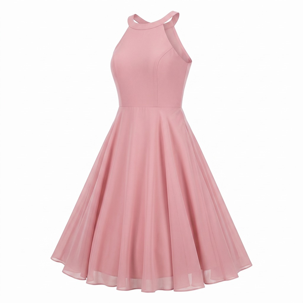 Chiffon Halter Damas Dress 3