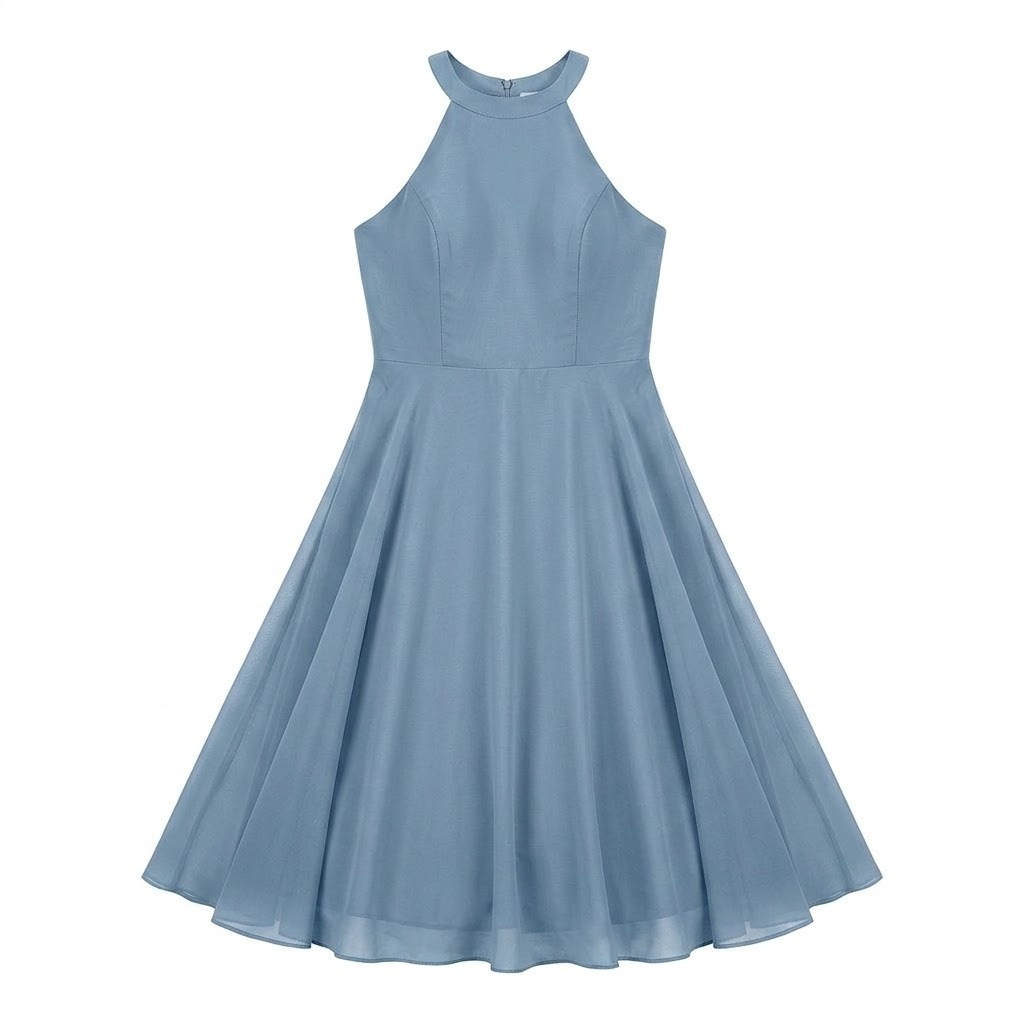 Chiffon Halter Damas Dress 2
