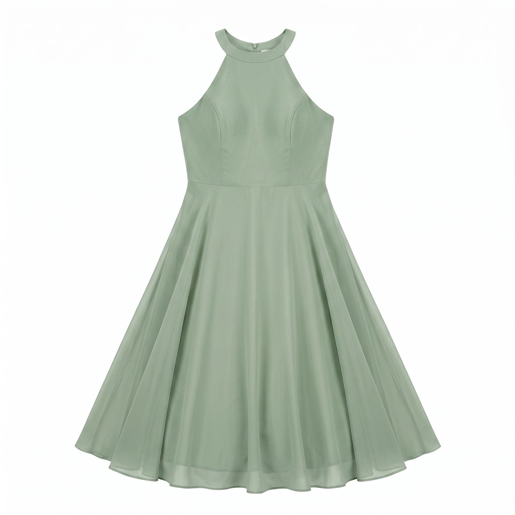 Chiffon Halter Damas Dress