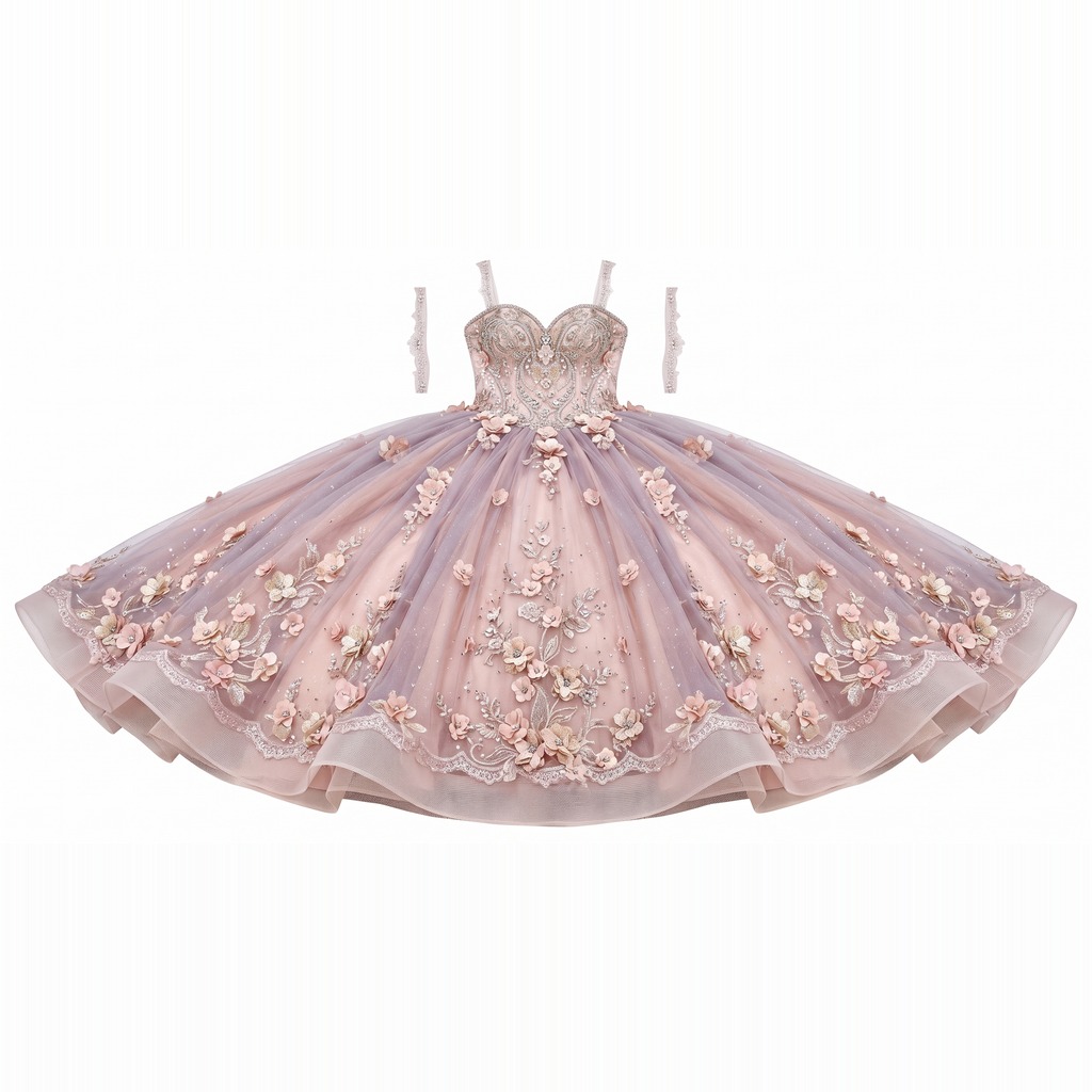 Jardin 3D Floral Tulle Gown