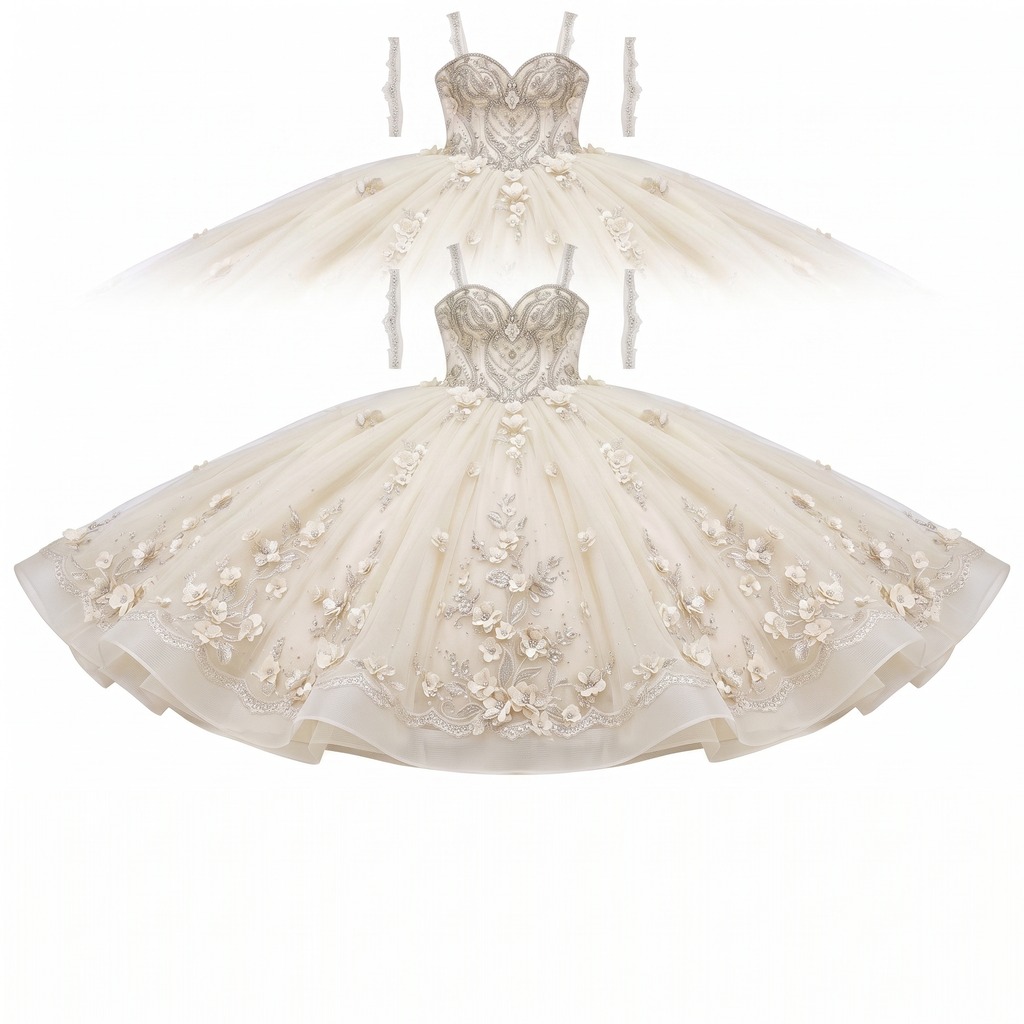 Jardin 3D Floral Tulle Gown 3