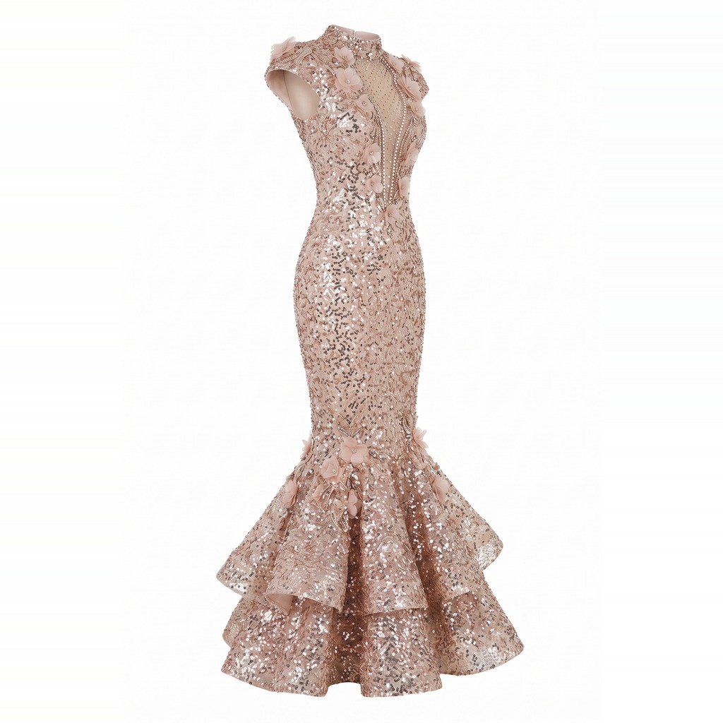 Sirena Fitted Sequin Prom Gown