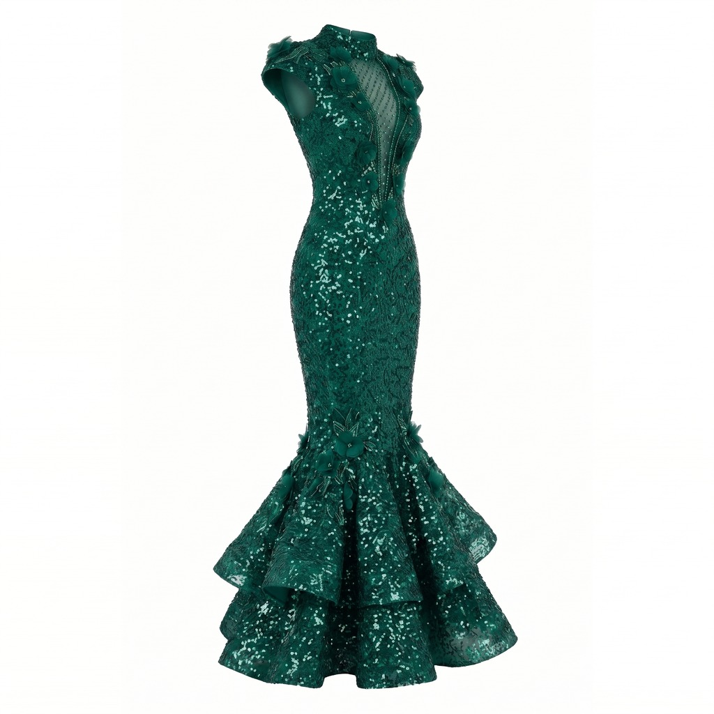 Sirena Fitted Sequin Prom Gown