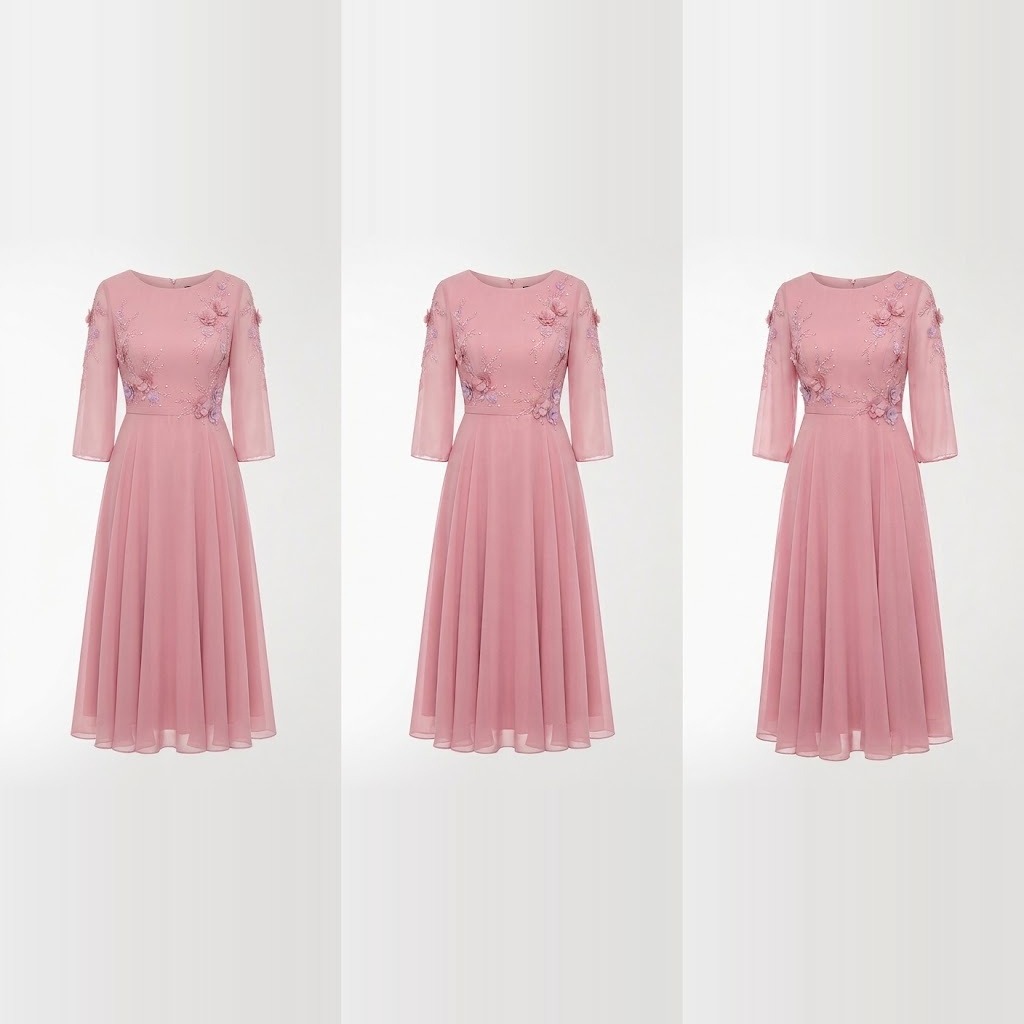 Tea-Length Chiffon Mother Dress